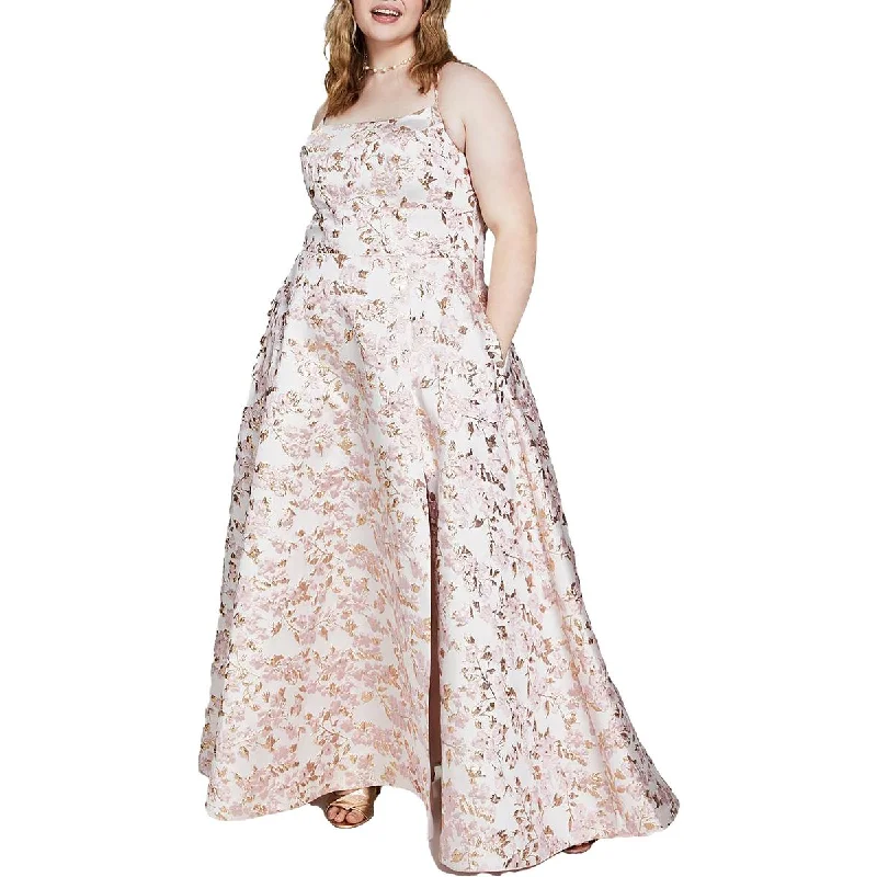 B. Darlin Womens Plus Metallic Long Evening Dress