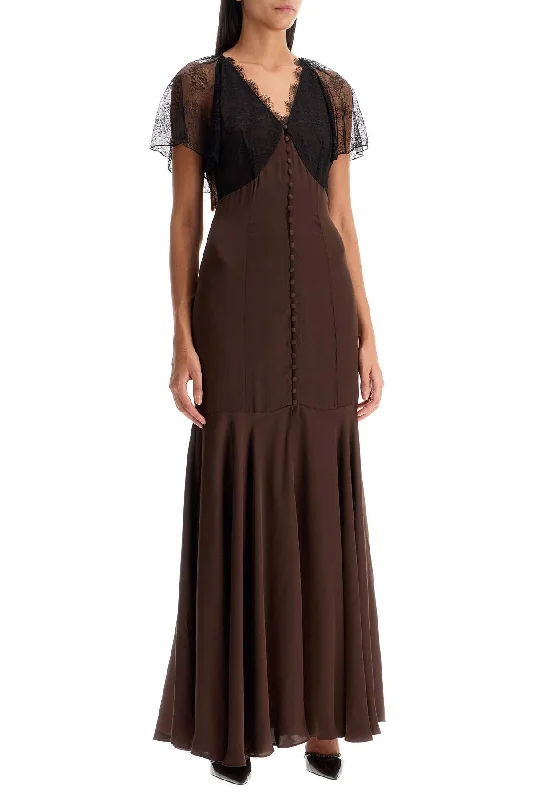 Rotate Long Satin And Lace Dress