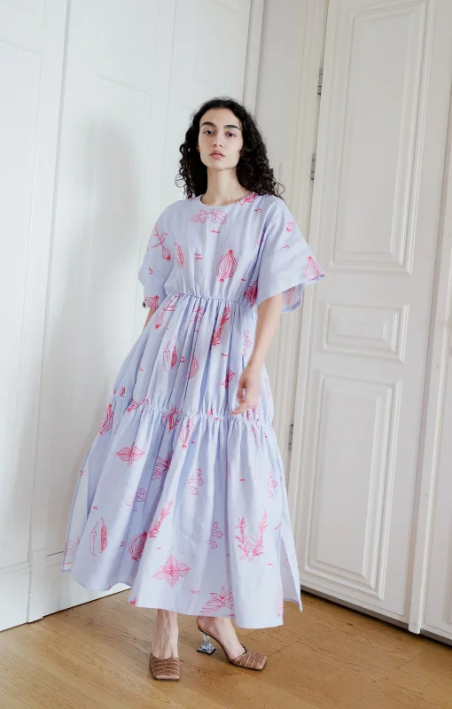 Charlie Dress - Blue Veggie Print