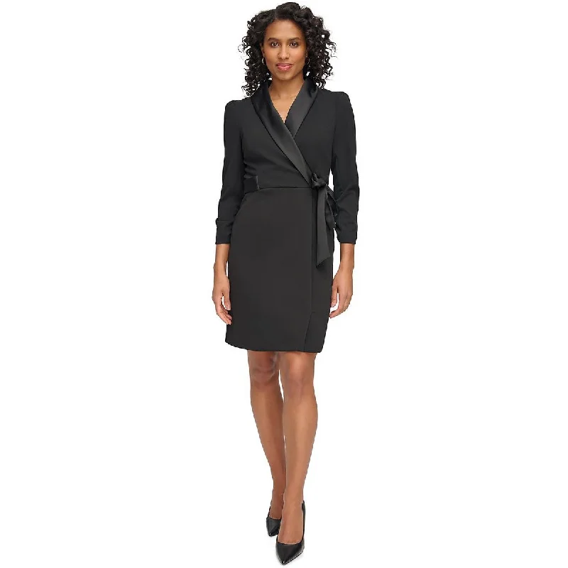 DKNY Womens Shawl Collar Side Tie Wear To Work Dress