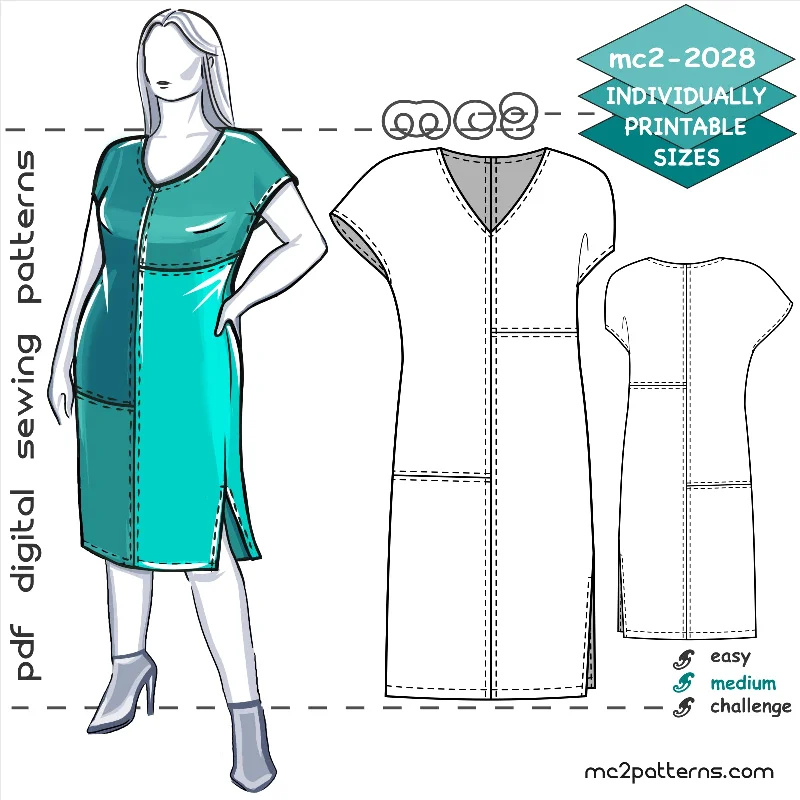 Dolman Dress with Slimming-Effect Block Details