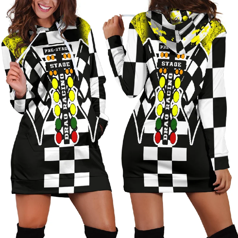 Drag racing Hoodie Dress Yellow