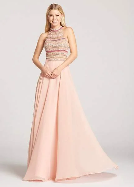 Ellie Wilde - EW118155SC Embellished Chiffon High Halter A-line Dress