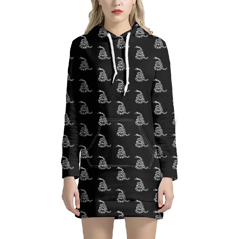 Gadsden Flag Pattern Print Pullover Hoodie Dress