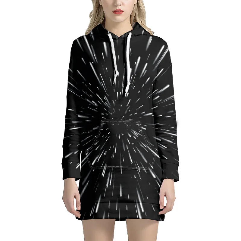 Galaxy Hyperspace Print Pullover Hoodie Dress
