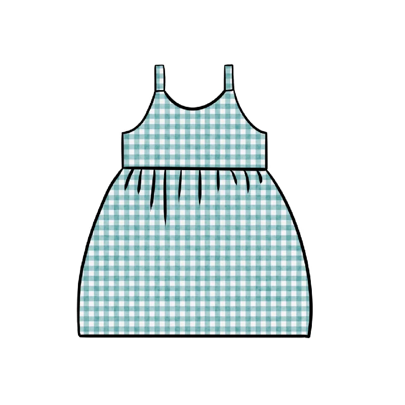 Gathered Dress | Aqua Gingham