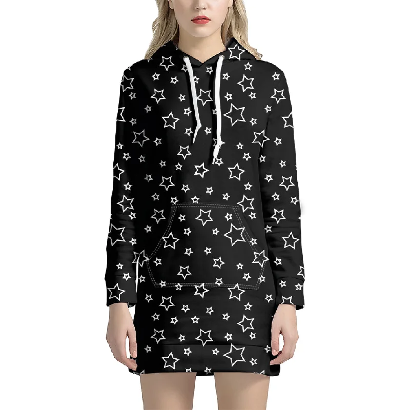 Geometric Star Pattern Print Pullover Hoodie Dress