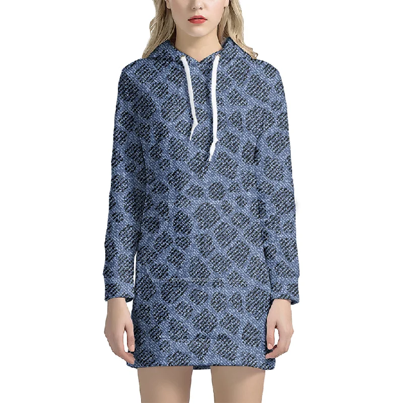 Giraffe Denim Jeans Pattern Print Pullover Hoodie Dress