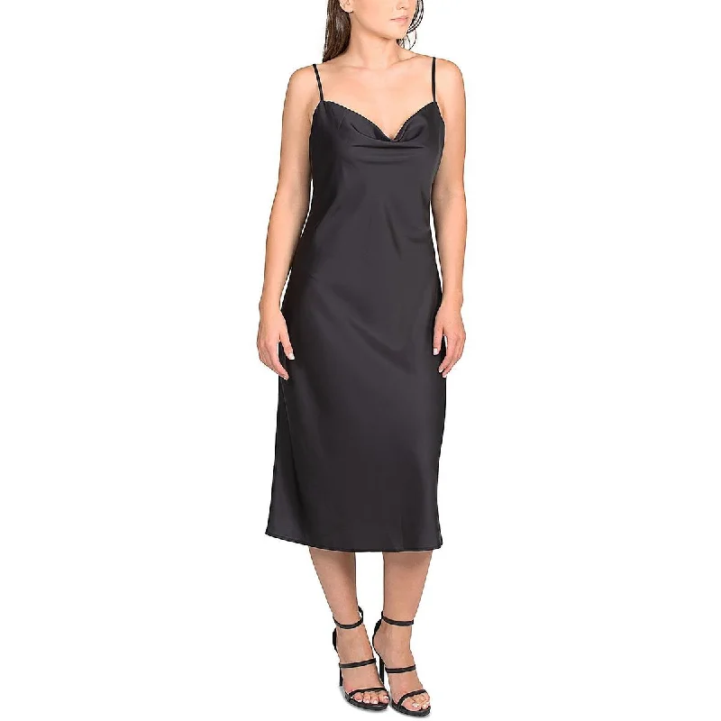 Hippie Rose Womens Juniors Satin Cowl Neck Slip Dress