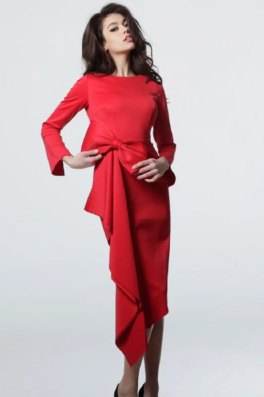 Jovani -M2694 Boat Neck Knee Length Cocktail Dress