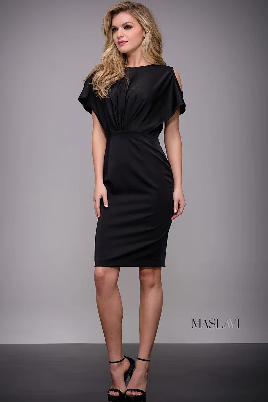 Jovani -M53167 Ruched Bodice Knee Length Sheath Dress