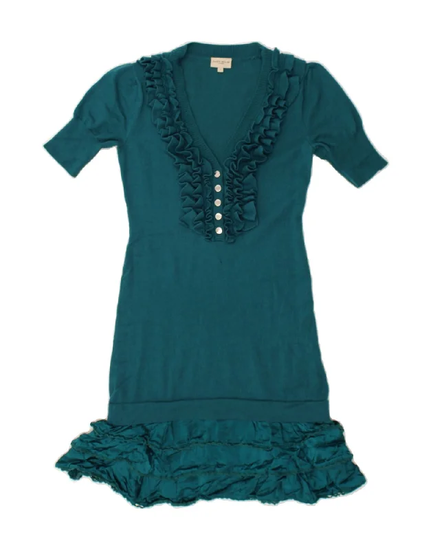 KAREN MILLEN Womens Jumper Dress US 2 XS Green Wool