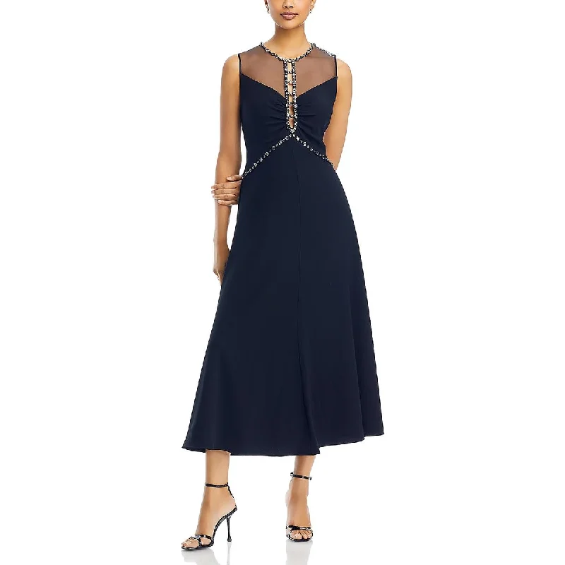 Kobi Halperin Womens Everly Embellished Illusion Evening Dress