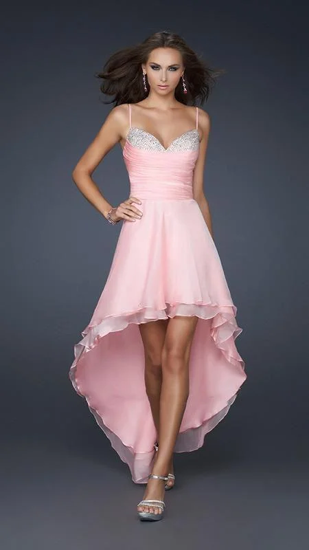 La Femme - Crystal Embellished Ruched Bodice Train Dress 17141