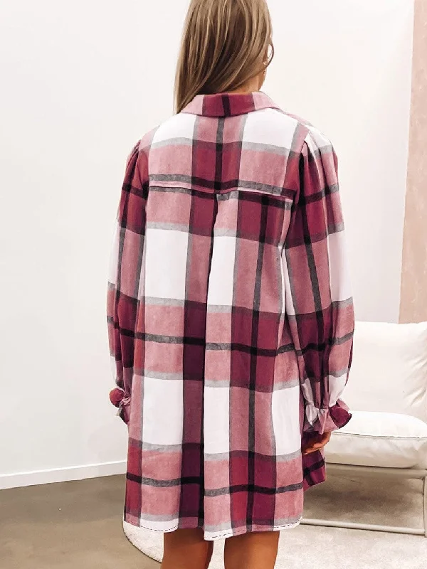 Loose-Fitting Plaid Dress
