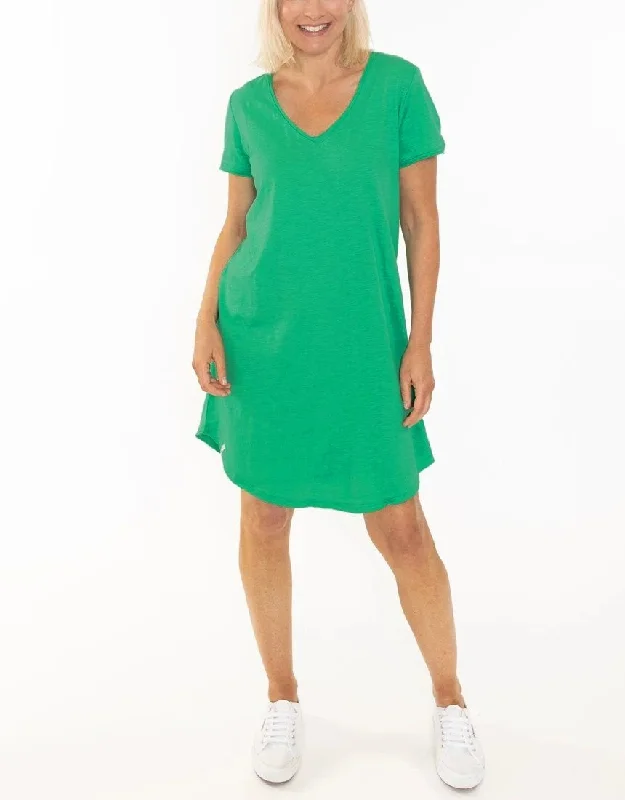 MARY TEXTURED TEE DRESS - BRIGHT GREEN