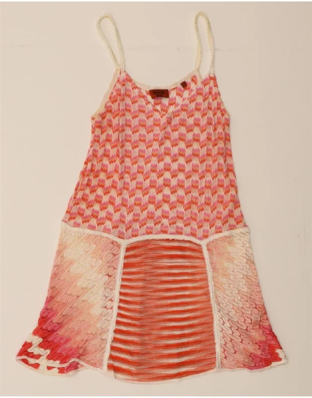 MISSONI Womens Sundress IT 40 Small Pink Patchwork Rayon