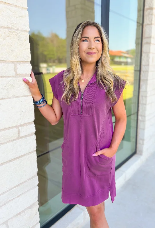 Move On Over Dress in Plum