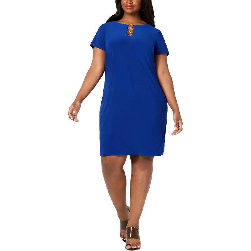 MSK Womens Plus O-Ring Knee-Length Cocktail Dress