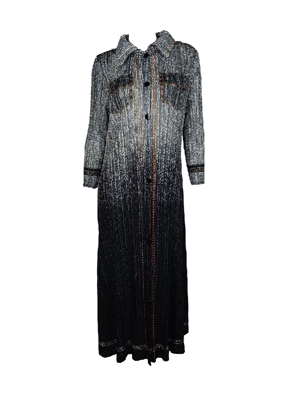 N240024 Long-Sleeve Denim Printed Pleats Dress *Last Piece