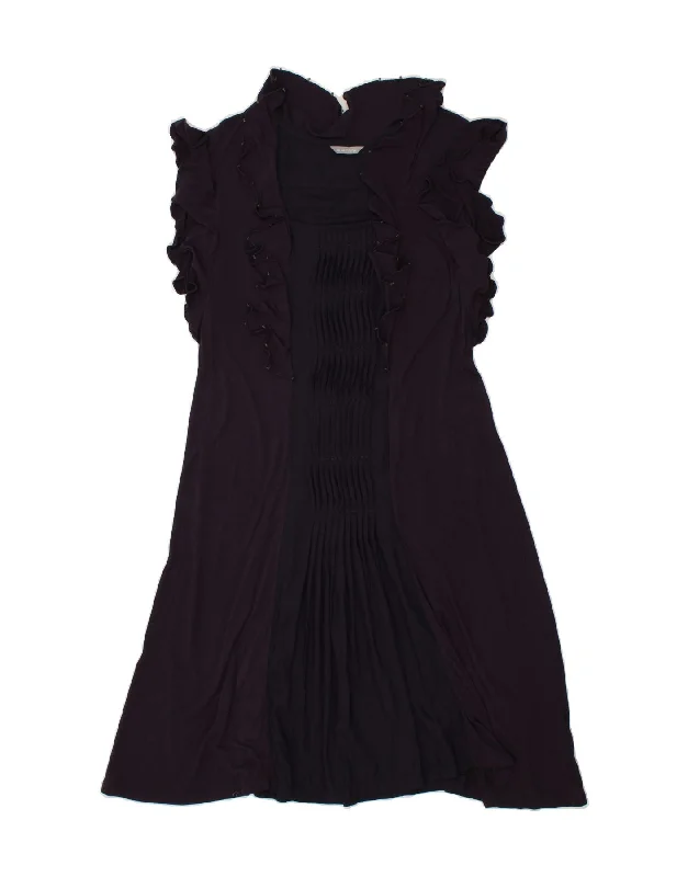 PER UNA Womens A-Line Dress UK 16 Large Purple Colourblock Viscose