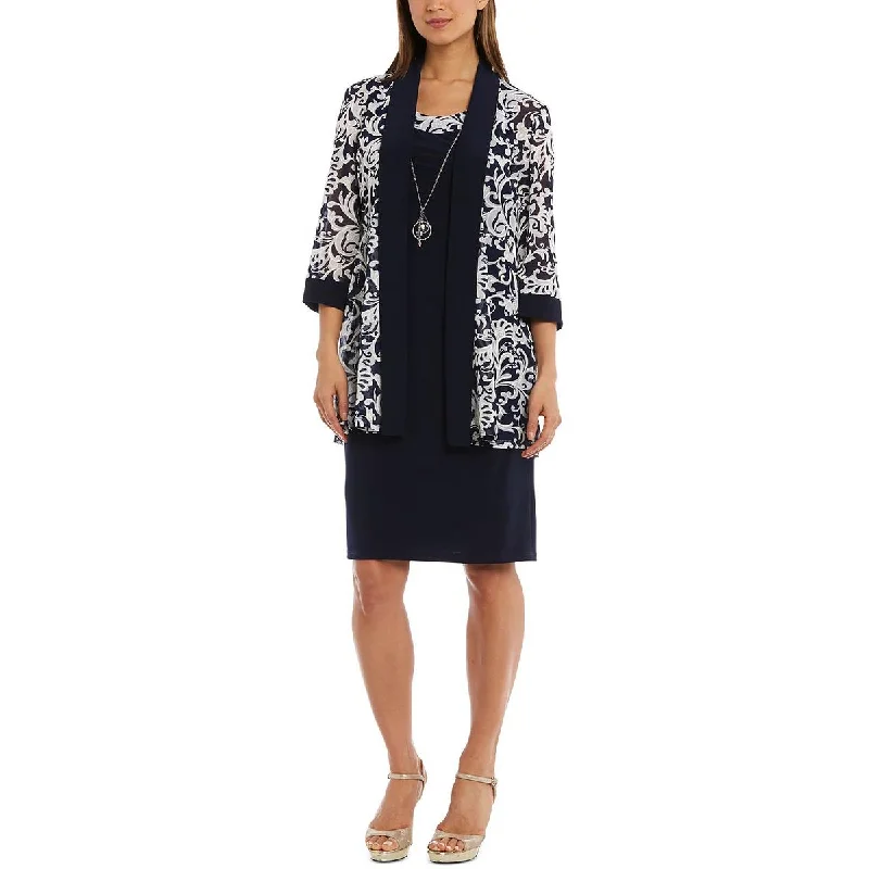 R&M Richards Womens Knit Jacket Two Piece Dress