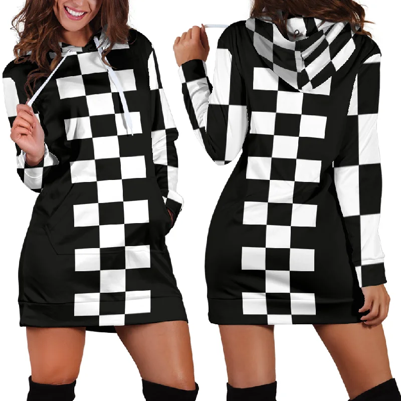 Racing Checkered Flag Hoodie Dress RB1