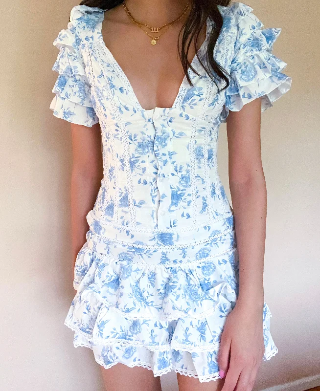Rose Ruffle Dress ♡ Blue