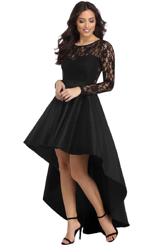 Sexy Lace Panel High Low Graduation Dress