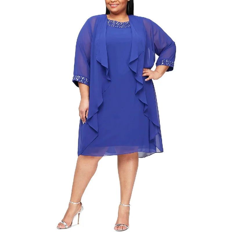 SLNY Womens Plus Beaded 2 PC Two Piece Dress