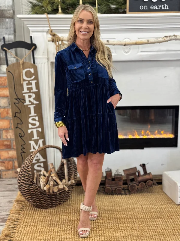 Striped Corduroy Button Down Dress