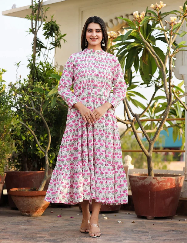 Sunny Pink Handblock Dress (pack of 1)