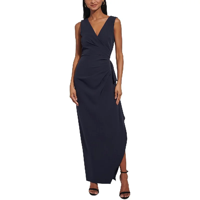 Vince Camuto Womens Gathered V-Neck Evening Dress