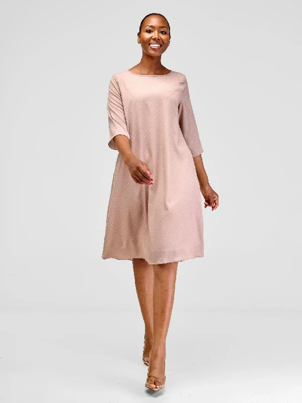Vivo Ayo Tent Dress - Taupe / Pink Print