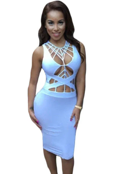 White Daring Strappy Cutout Body-conscious Club Dress