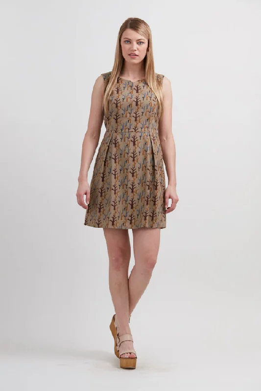 Winter Trees Print A-Line Dress
