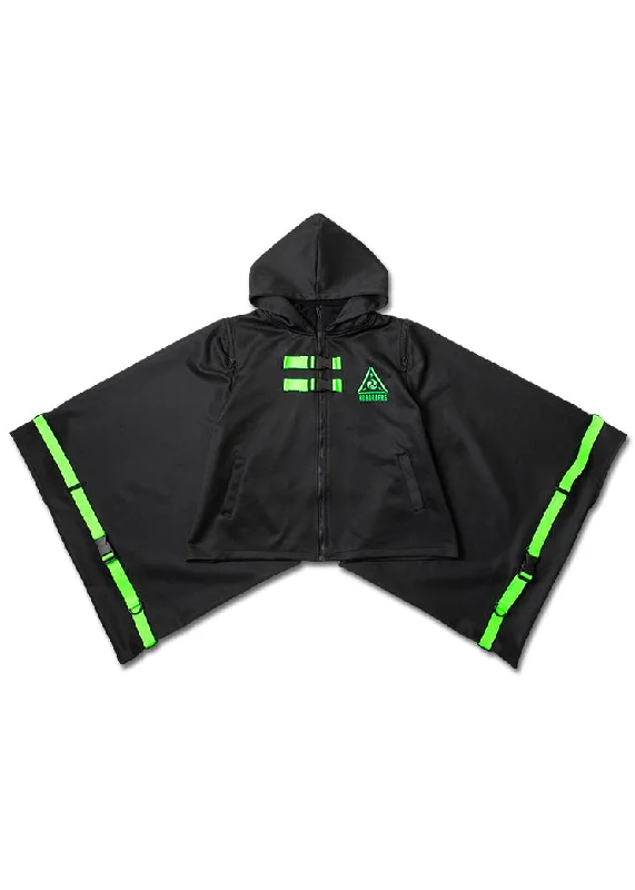 Uzurai Cyberpunk Tech Kimono Black Green Jacket Insulated Jacket Fitted Jacket Loose Jacket