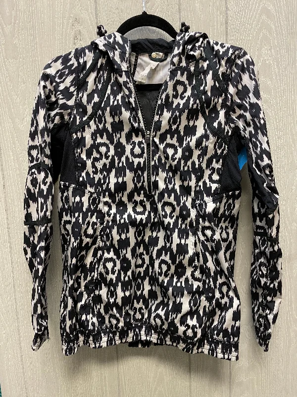 Athletic Jacket By Lululemon In Black & Cream, Size: S Tiered Jacket Buttoned Jacket Zippered Jacket