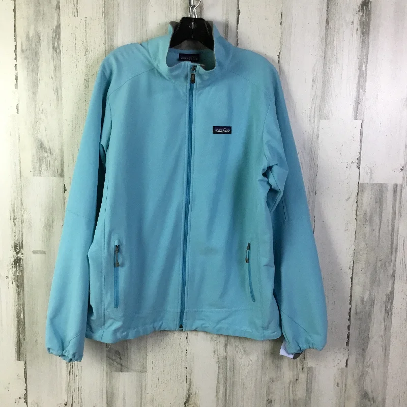 Athletic Jacket By Patagonia In Blue, Size: Xl Notch Collar Peter Pan Collar Cowl Neck