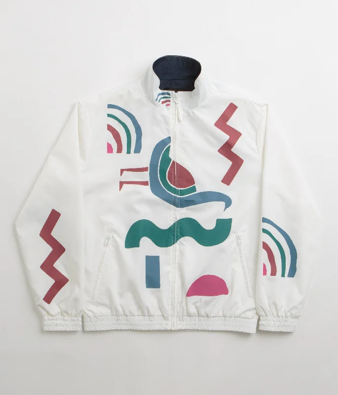 by Parra Tennis Maybe Track Jacket - White Zip Front Button Front Snap Front