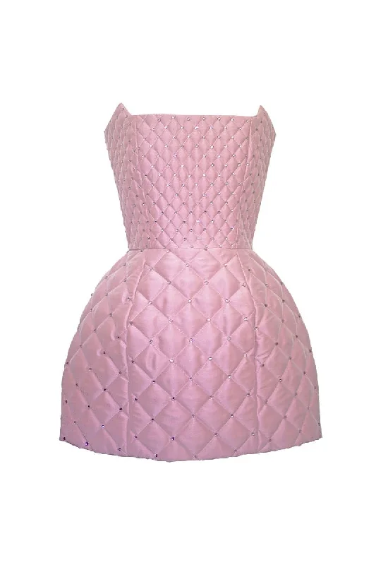 CULT MIA X COMPTE SPAIN QUILTED MINI DRESS IN PINK Stylish Sweetheart Mini Dress