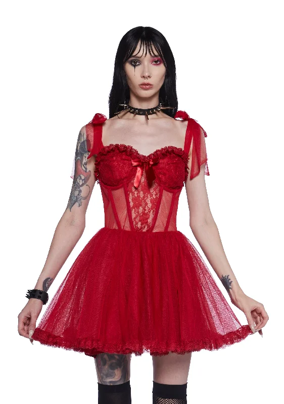 Dance With Death Mini Dress - Red Stylish Floral Print Mini Dress