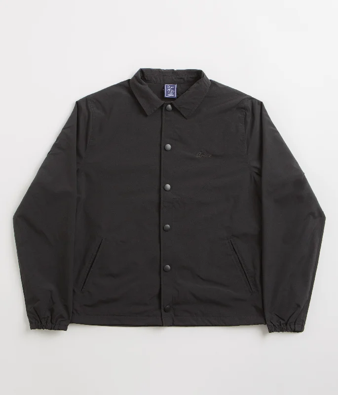 Dime Cursive Coach Jacket - Black Welt Pockets Slit Pockets Flap Pockets