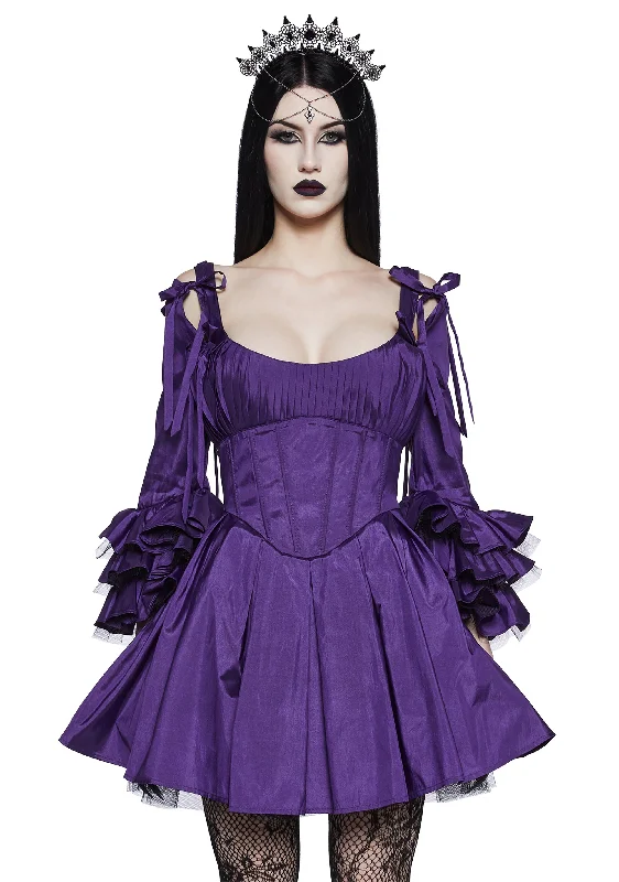 Haunted Hue Mini Dress - Purple Stylish Short-Sleeve Mini Dress