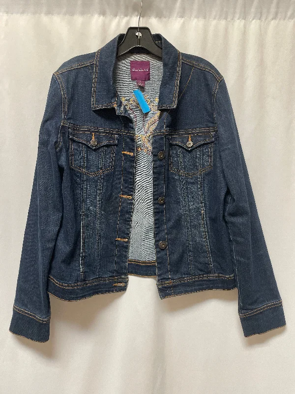 Jacket Denim By Gloria Vanderbilt In Blue, Size: M Fleece Jacket Down Jacket Feather Jacket