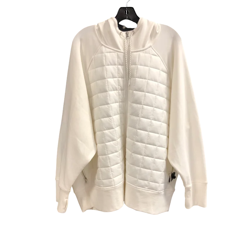 Jacket Fleece By Old Navy In White, Size: 4x Ribbed Jacket Pleated Jacket Ruffled Jacket