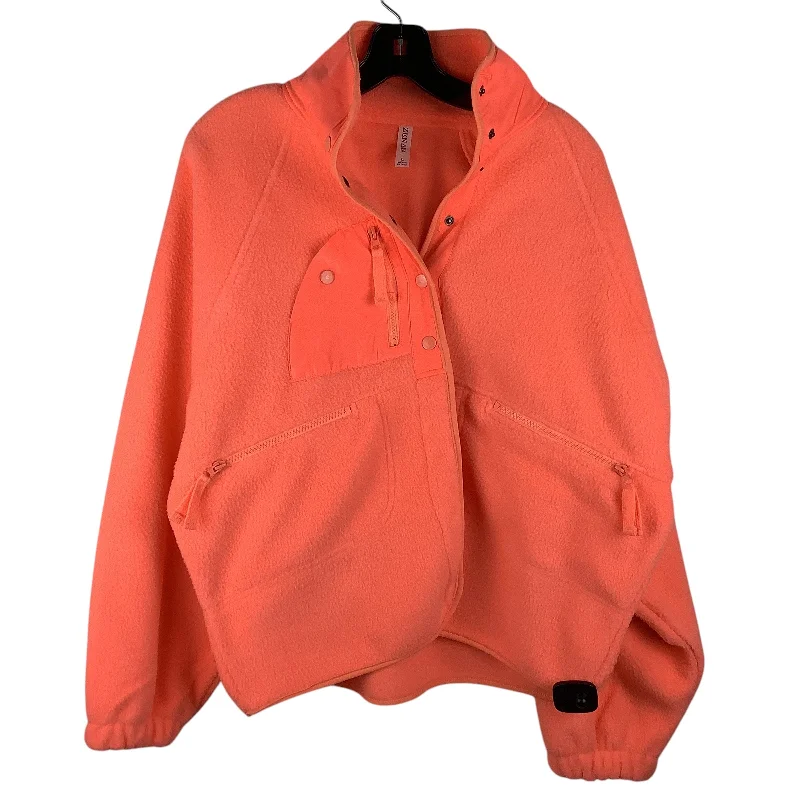 Jacket Fleece By Zenana Outfitters In Orange, Size: L Rayon Jacket Velvet Jacket Corduroy Jacket