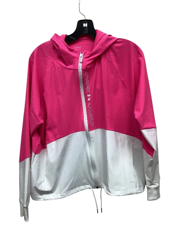 Jacket Other By Under Armour In Pink & White, Size: Xs Boat Neck Shawl Collar Notched Collar