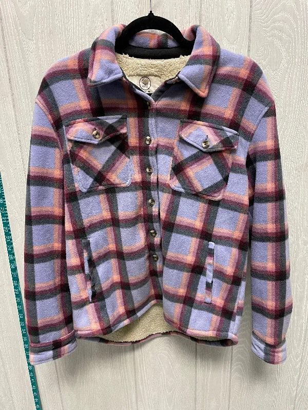 Jacket Shirt By Sage In Plaid Pattern, Size: S Cotton Fabric Linen Fabric Terry Fabric