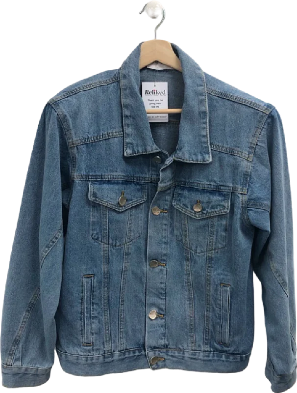 Jane & Tash Denim Blue Jacket UK M Notch Collar Jacket Peter Pan Collar Jacket Cowl Neck Jacket